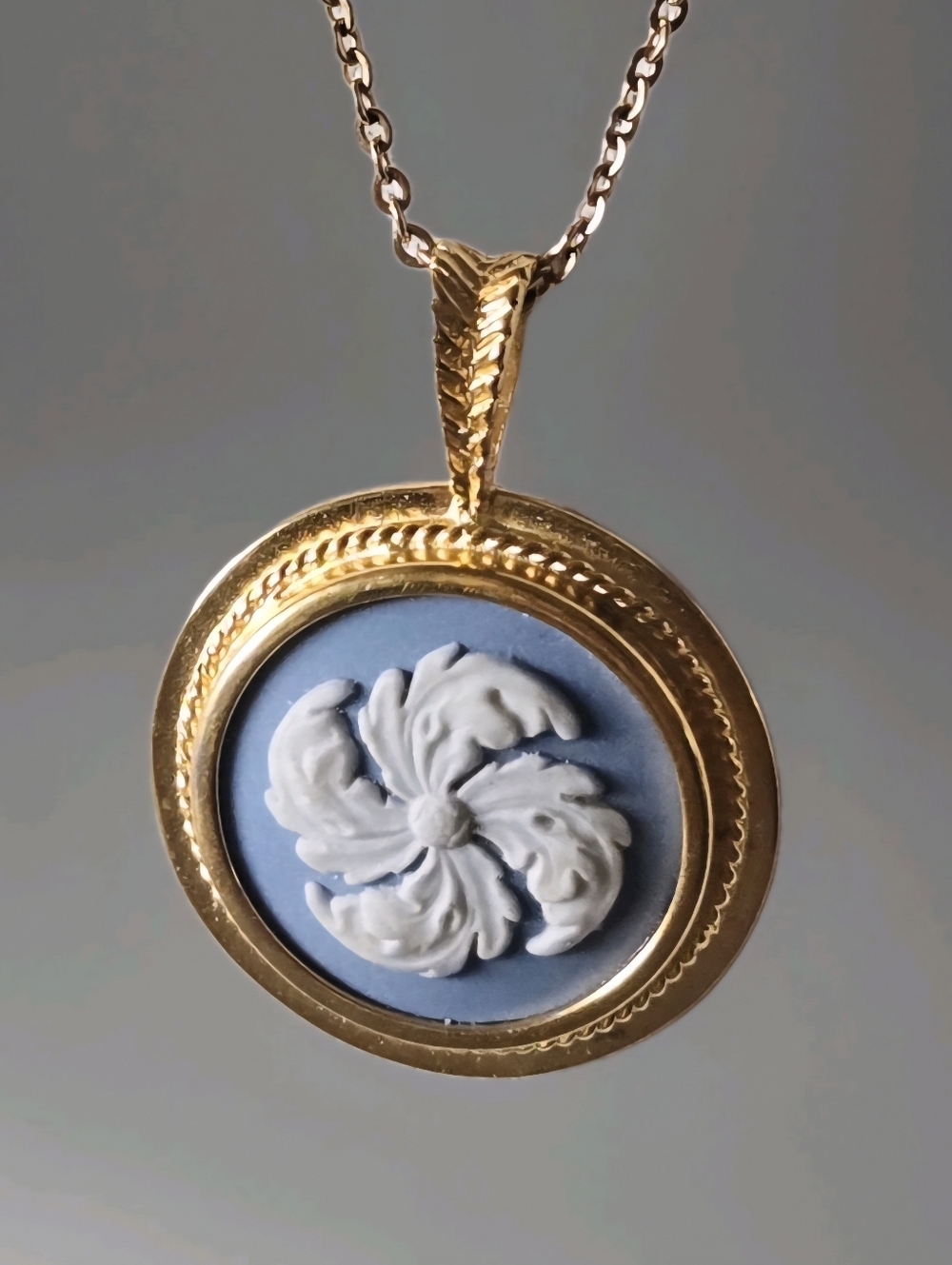 Vtg Wedgwood Pendant, Floral Motif, Inscription On Back